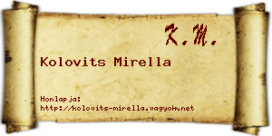 Kolovits Mirella névjegykártya